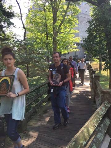 Procession along the boardwalk